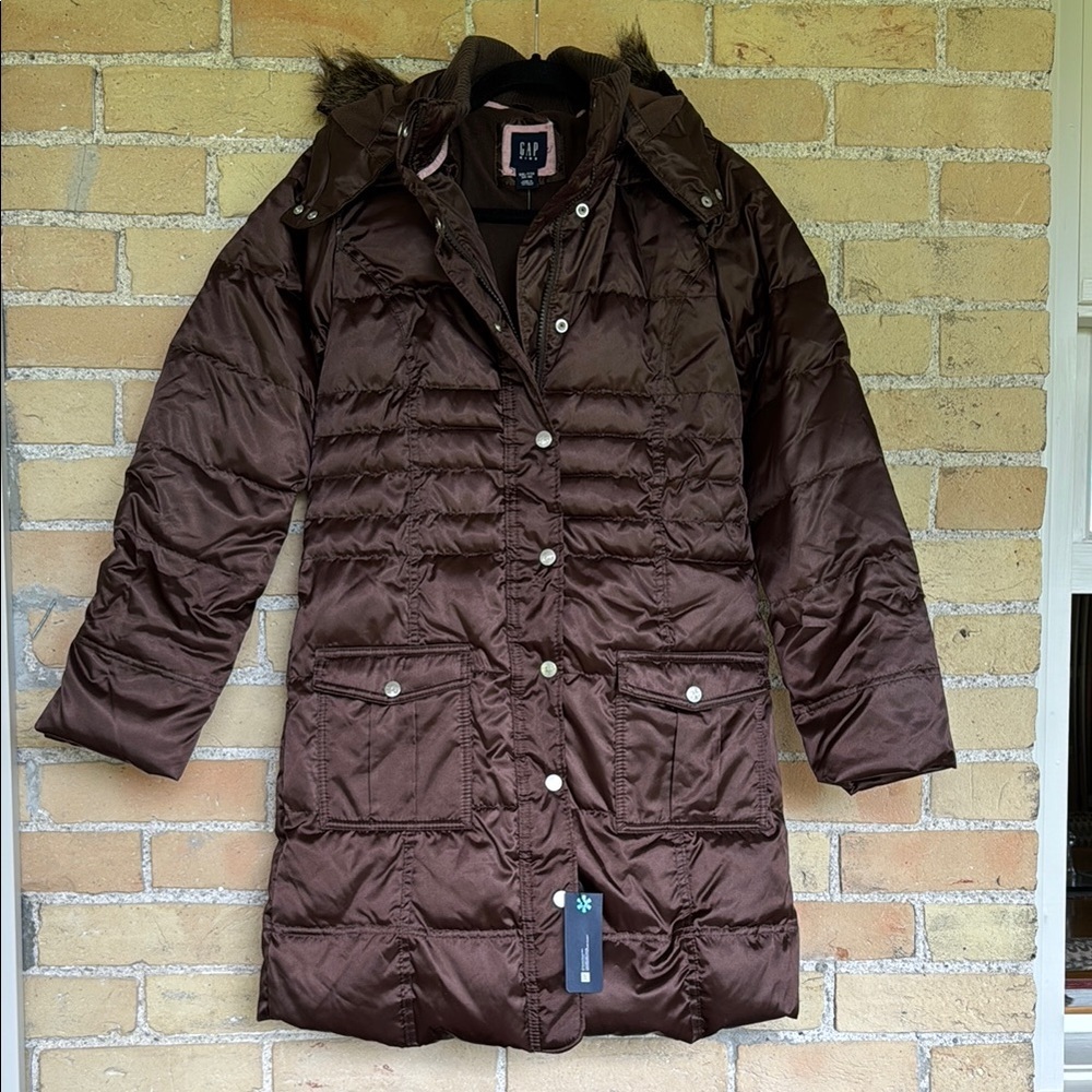 NWT GAP Kids Brown Warmest Puffer Jacket with Quilted Design